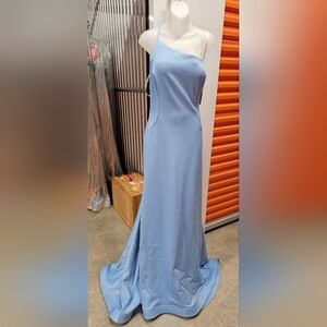 Jovani #06369 Elegant Blue One Shoulder Evening Gown, Size 22